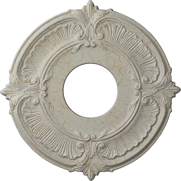 Ekena Millwork Attica Ceiling Medallion (Canopies up to 3 1/2"), 12 3/4"OD x 4"ID x 1/2"P, Pot of Cream Crackle CM12ATPCC - main